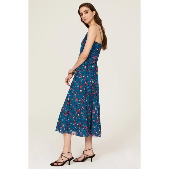 JASON WU COLLECTIVE Women's Blue Leopard Midi Dress Size 2 - Picture 2 of 12